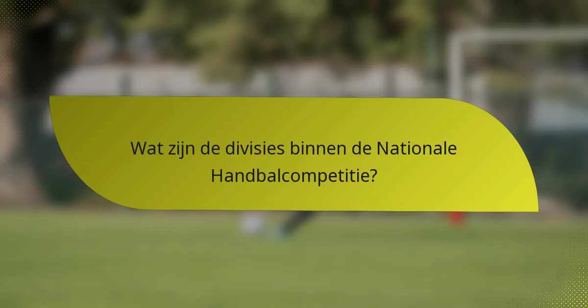 Wat zijn de divisies binnen de Nationale Handbalcompetitie?
