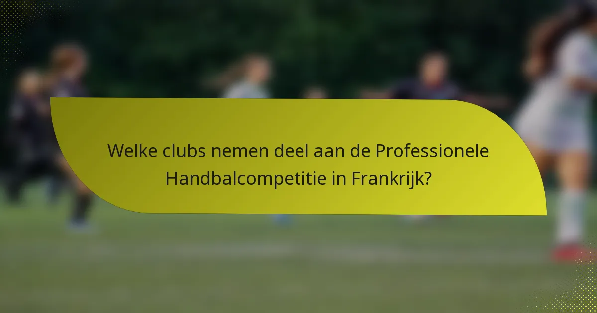 Welke clubs nemen deel aan de Professionele Handbalcompetitie in Frankrijk?