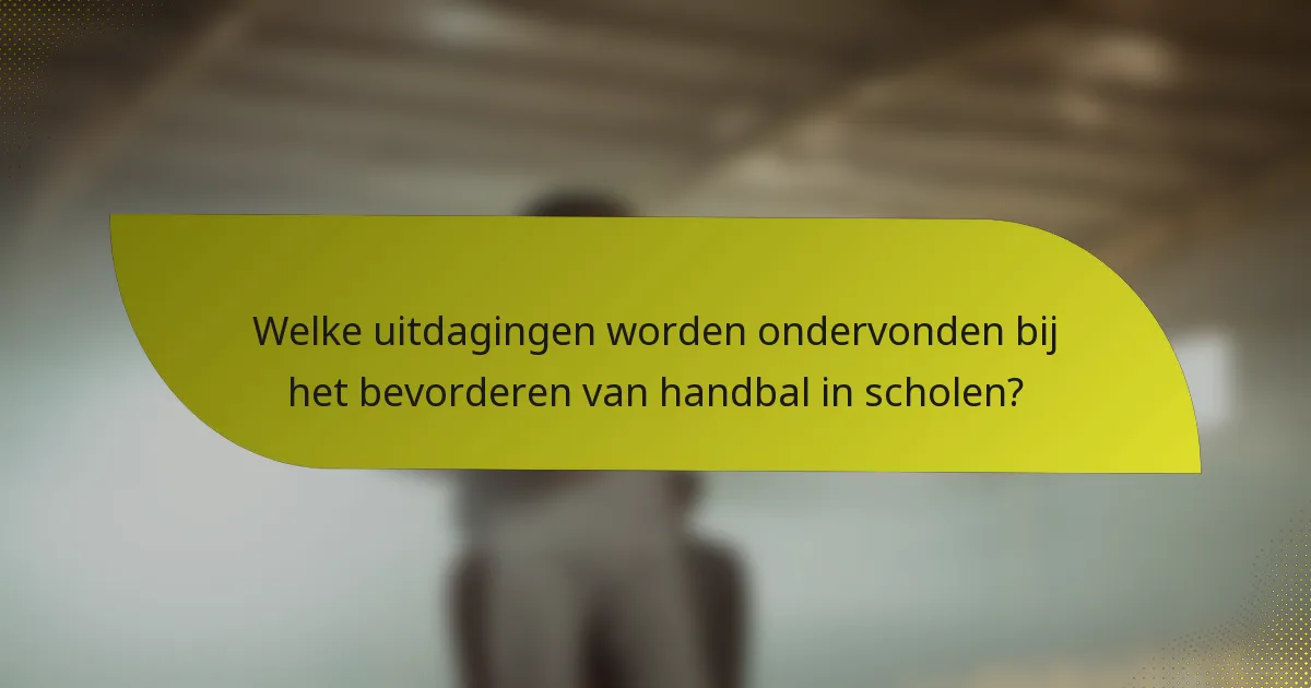 Welke uitdagingen worden ondervonden bij het bevorderen van handbal in scholen?