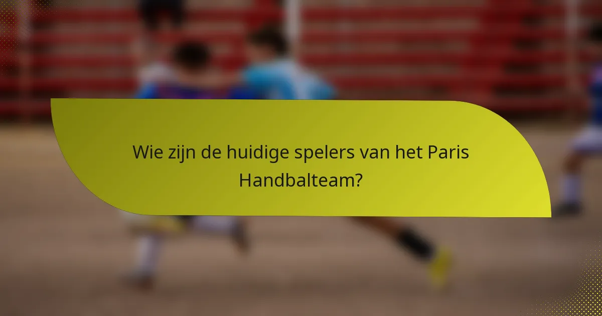 Wie zijn de huidige spelers van het Paris Handbalteam?